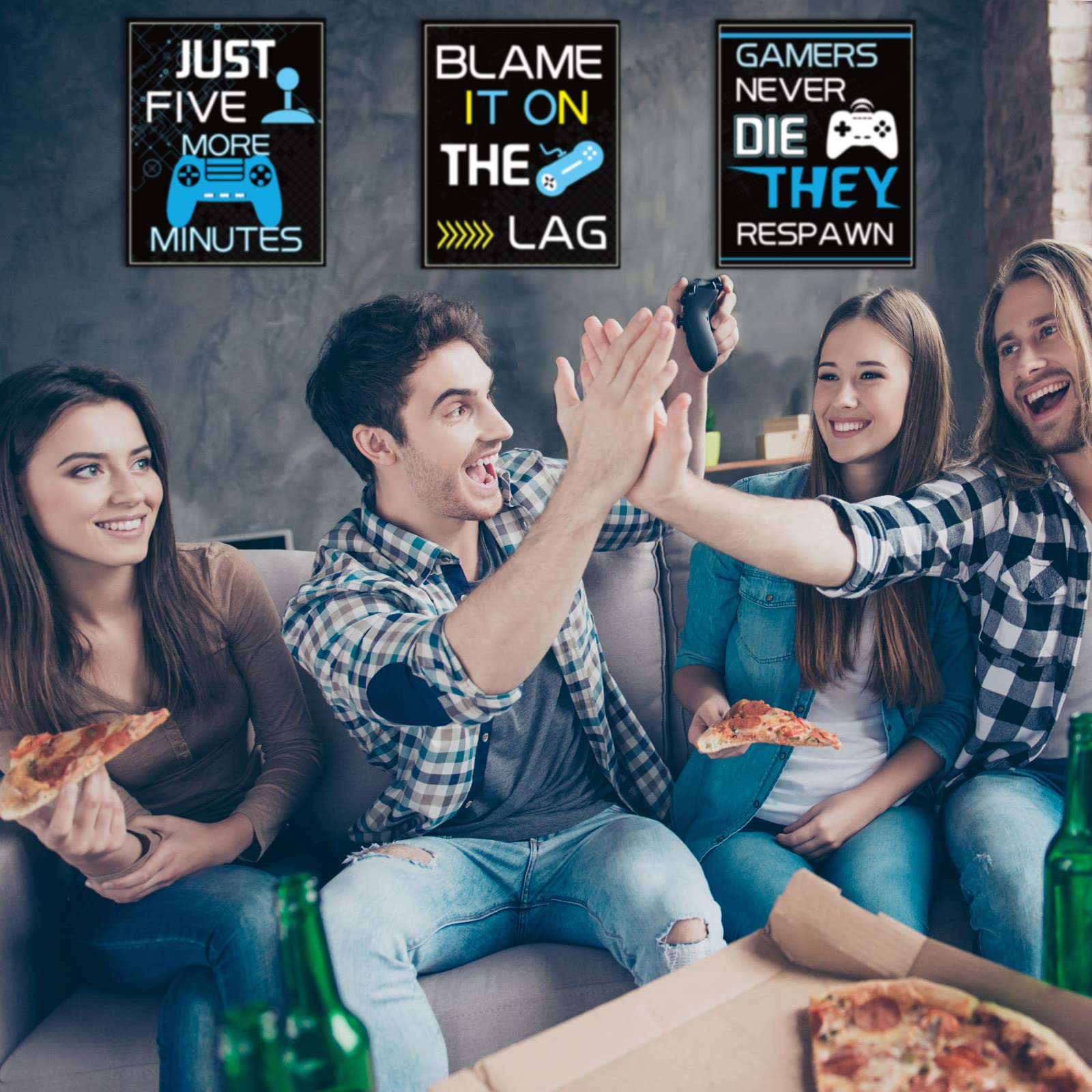 10 Video Game Poster Sign Gamer Art Print Boy Game On Birthday Party Wall Decoration, Inspirational Words Quote Poster 10 X 8 In